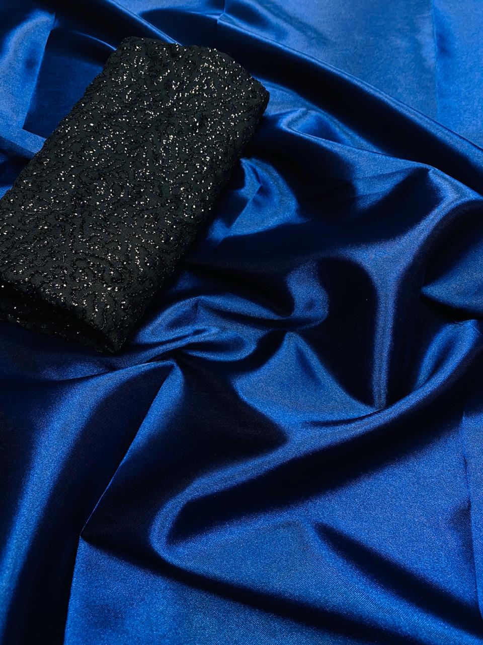 Ravishing Blue Satin Silk Party Wear Designer Saree