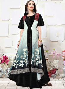 Good-Looking Black Rayon Digital Printed Gown for Women