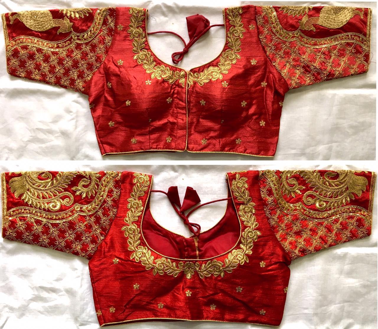Fabulous Maroon Sequence Work Silk Ready Made Blouse for Women