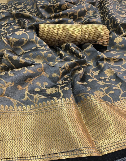 Magnificent Grey Silk With Pallu Designer Designer Saree for Women