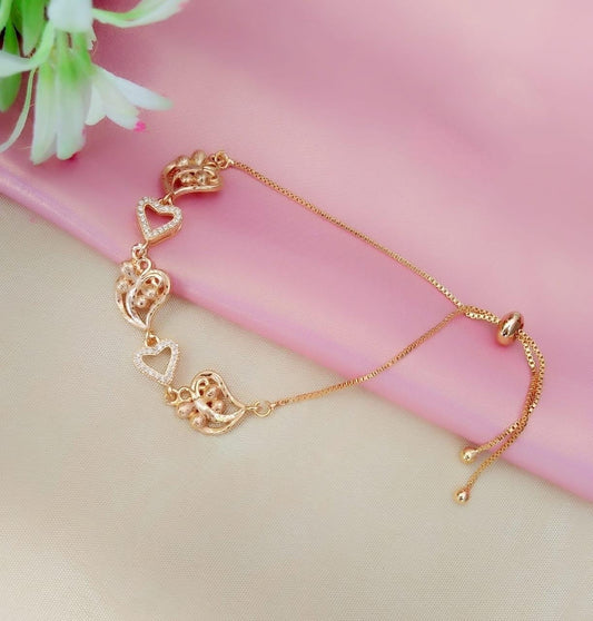 Remarkable Golden Artificial White Diamond Bracelet for Women