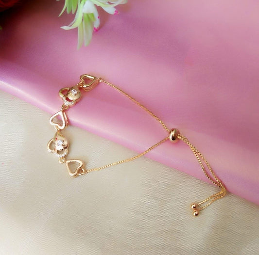 Extraordinary White Diamond Golden Imitation Bracelet for Women