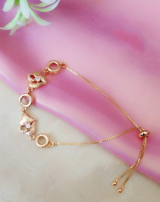 Incredible White American Diamond Golden Imitation Bracelet for Women