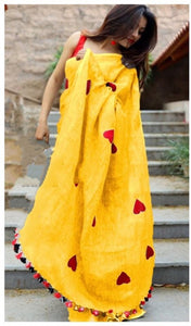 Striking Yellow Chanderi Silk With Embroidered Work Designer Saree for Women