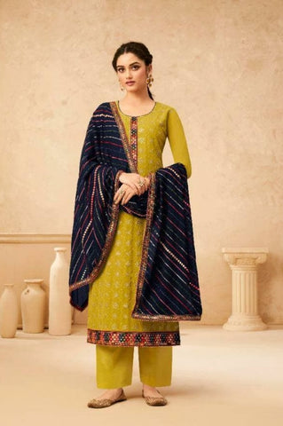 Yellow color Latest Designer Georgette Salwar Suit For Women