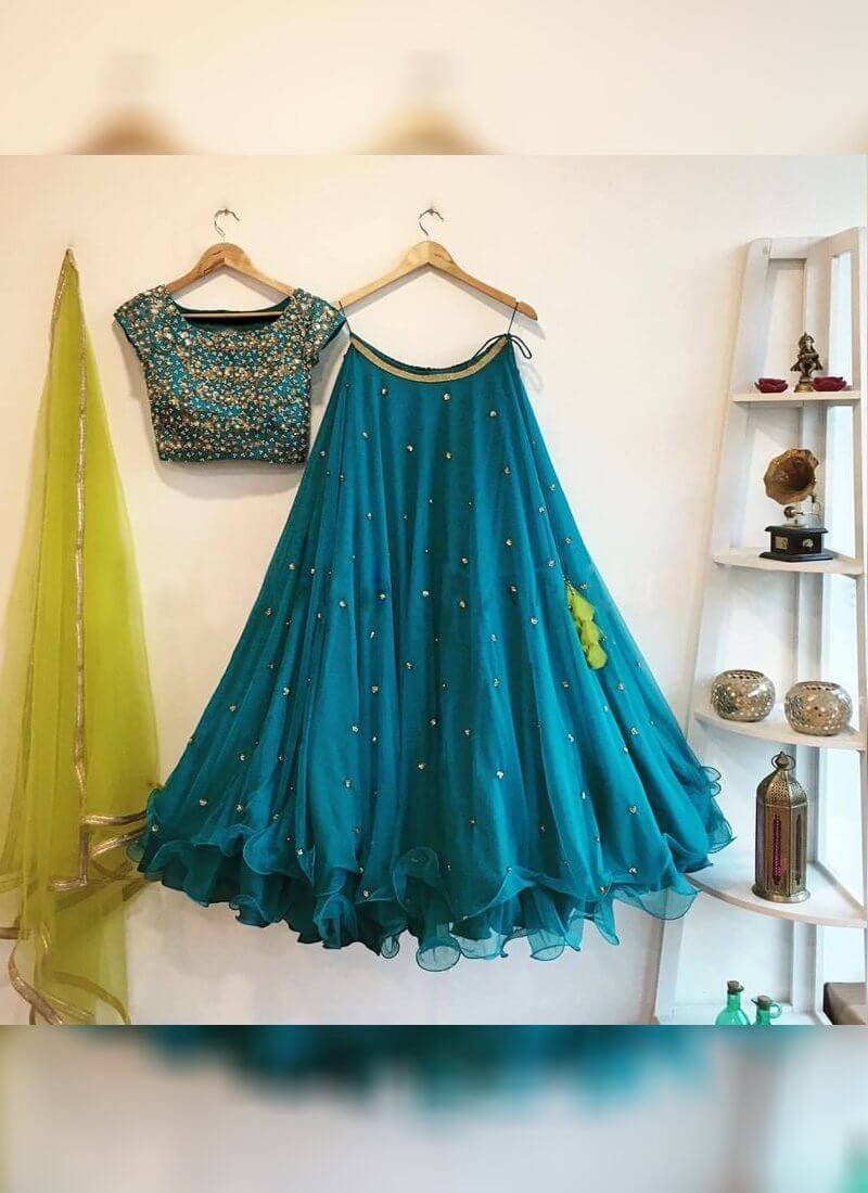 Blue color Georgette Silk Embroidered work Lehenga Choli for women