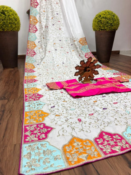 Pink color Dhola silk Designer Saree online for women