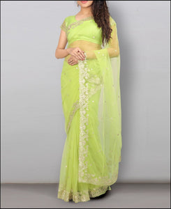 Comely Light Green Net Embroidered Work Saree Blouse