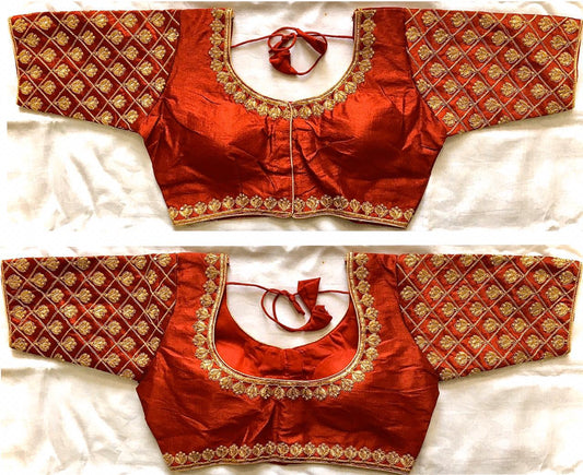 Astonishing Maroon Phantom Silk Zari Thread Work Ready Made Blouse