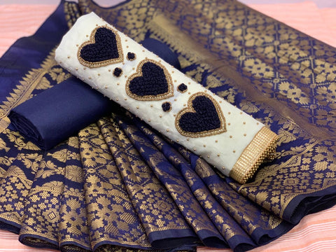 Radiant White Silk Cotton Thread Heart Diamond Moti Work Salwar Suit