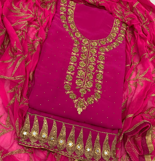 Gorgeous Rani Color Georgette Diamond Embroidered Work Salwar Suit