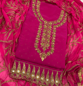 Gorgeous Rani Color Georgette Diamond Embroidered Work Salwar Suit