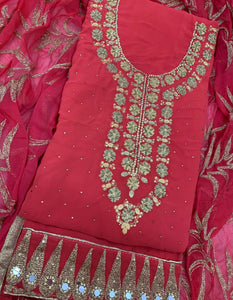 Amazeballs Pink Color Georgette Embroidered Diamond Work Salwar Suit