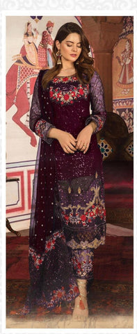 Astonishing Wine Color Georgette Embroidered Sequence Work Salwar Suit
