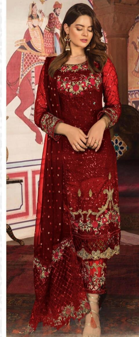 Marvellous Maroon Color Georgette Sequence Embroidered Work Salwar Suit