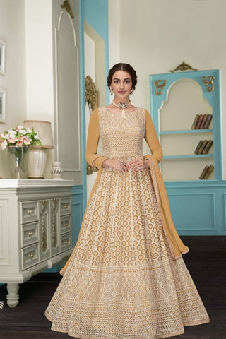 Radiant Mustard Color Georgette Embroidered Sequence Thread Work Salwar Suit