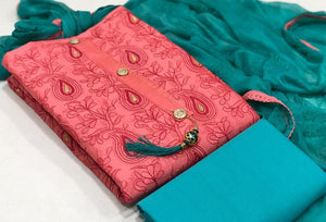 Charming Cerise Pink Color Cotton Embroidered Work Salwar Suit