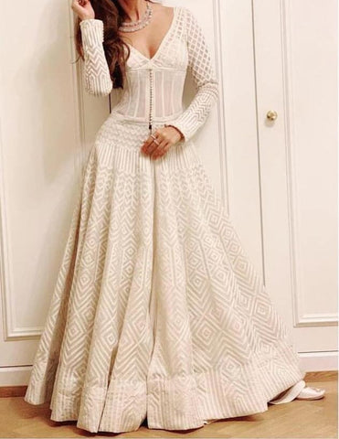 Knockout Off White Color Chain Work Georgette Party Wear Salwar Suit