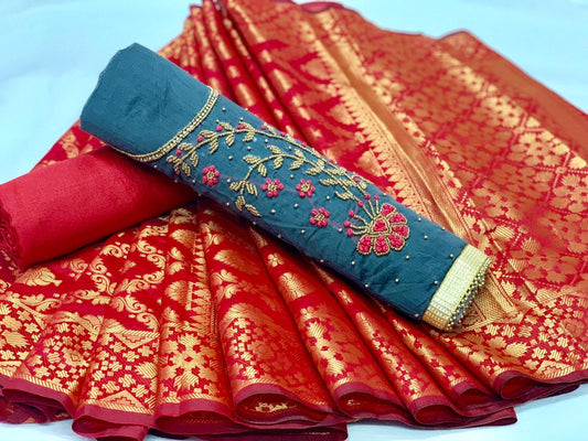Gorgeous Grey Color Chanderi Cotton Khatali Hand Moti Work Salwar Suit