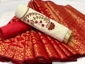 Knockout Cream Color Daman Moti Hand Khatali Work Chanderi Cotton Salwar Suit