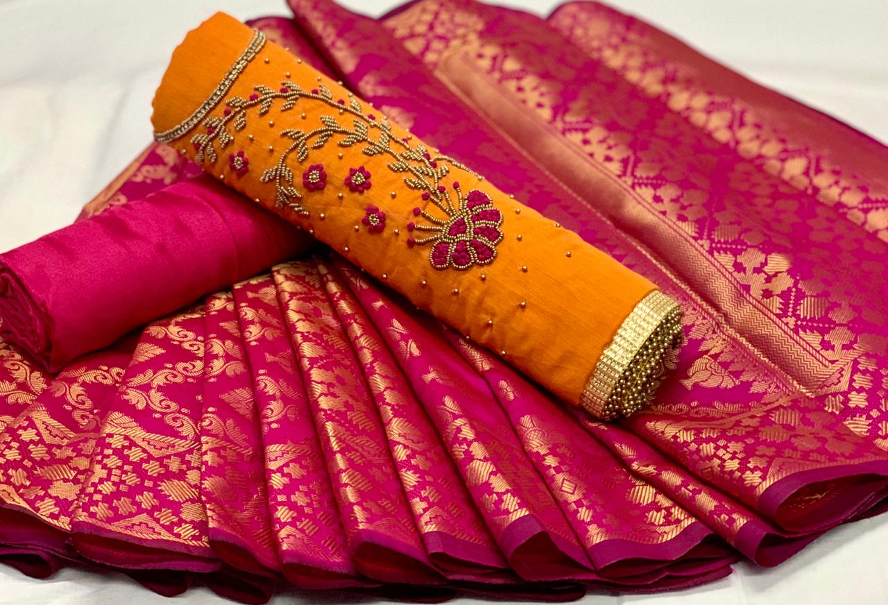 Smashing Mustard Color Chanderi Cotton Daman Moti Hand Khatali Work Salwar Suit