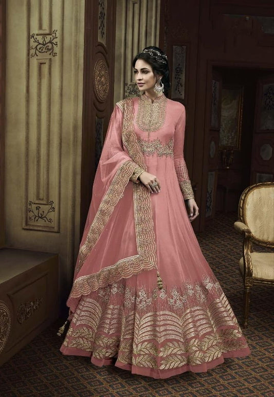 Wonderful French Rose Color Viscous Glitter Sequence Work Salwar Suit