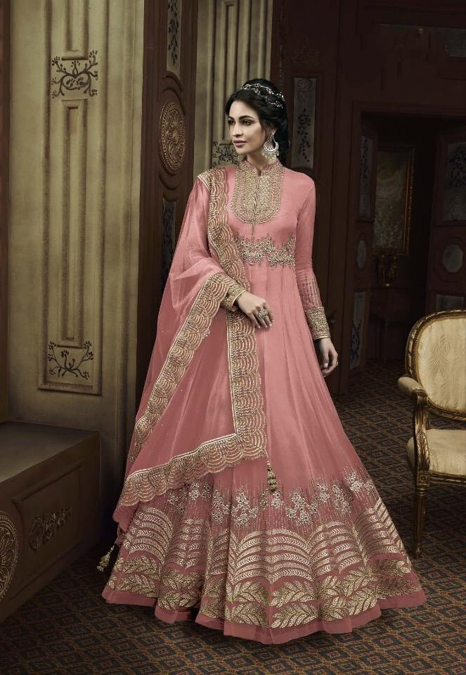 Wonderful French Rose Color Viscous Glitter Sequence Work Salwar Suit