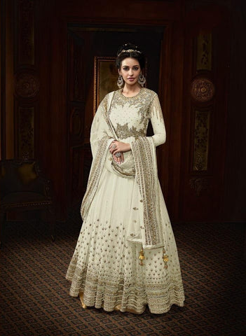 Glorious Off White  Color Party Wear Butterfly Net Thread Viscous Work Salwar Suit