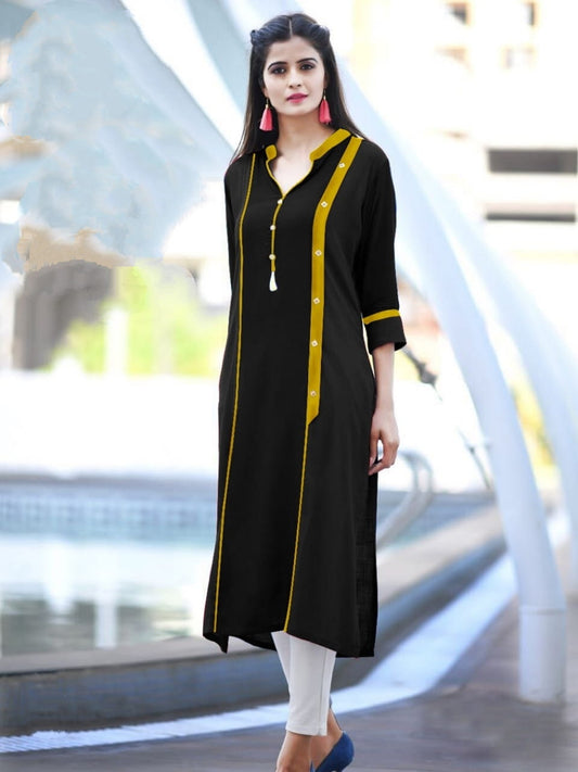 Charming Black Color Cotton Party Wear Kurti