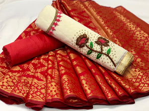 Cream Color Chanderi Cotton Daman Moti Khatli Hand Work Salwar Suit For Women