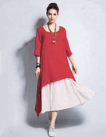Carmine Color Cotton Ready Made Chaniya And Top For Women