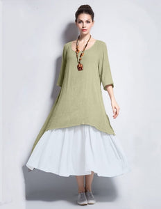 Moss Color Plain Cotton Top Chaniya Ready Made For Women
