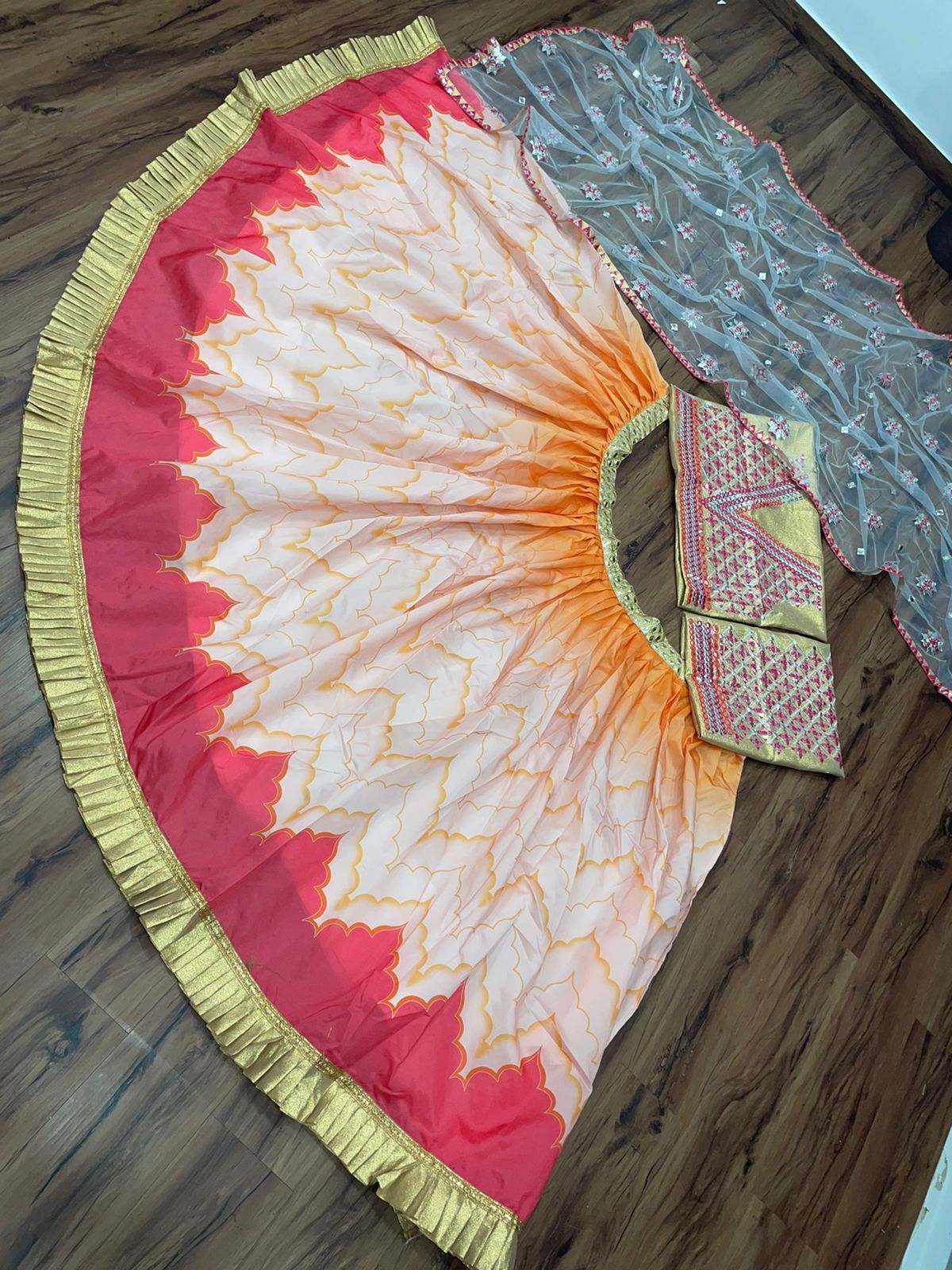 Multi Color Design Taffeta silk Bridal Lehenga For Women