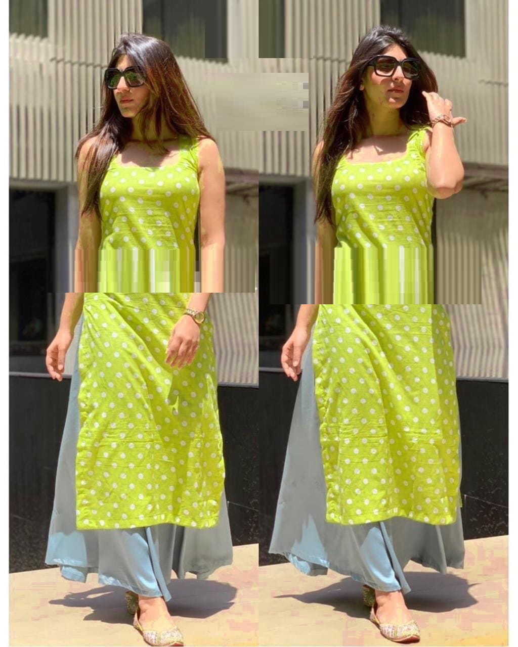 Designer Green Color Heavy Cotton with Print Palazzo Kurti