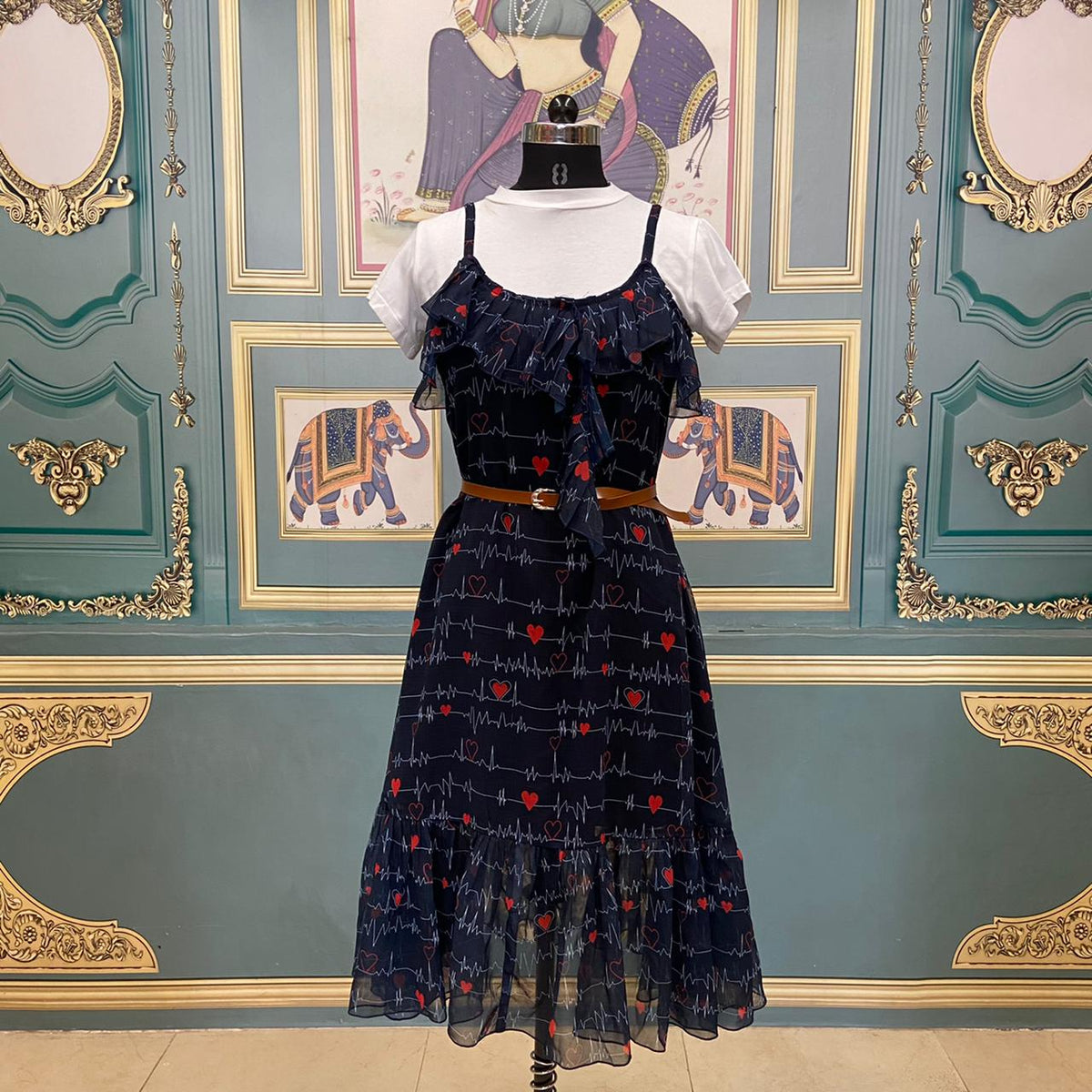 Striking Blue Color Georgette Ready Made Digital Printed Western Wear Gown