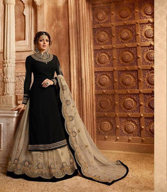 Festive Wear Stone Embroidered Designer Work Faux Georgette Salwar Suit