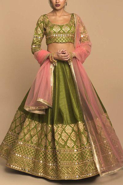 Charming Green Color Party Wear Silk Fancy Embroidered Work Lehenga Choli