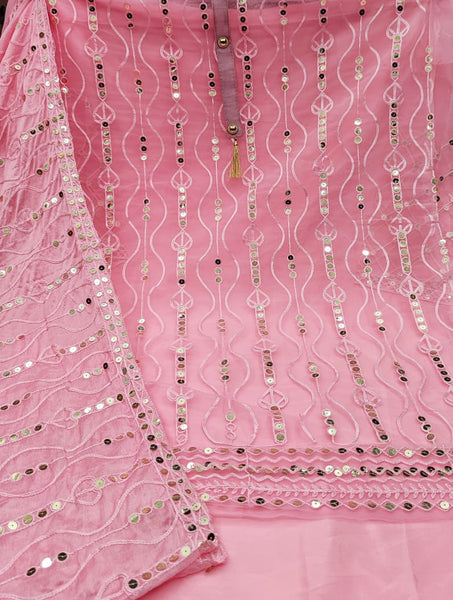 Pink Color Fancy Diamond Embroidered Work Mono Net Salwar Suit