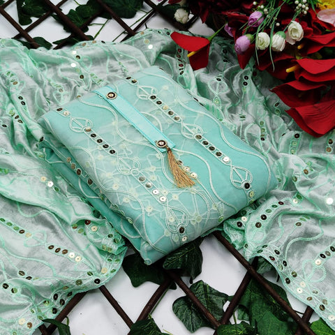 Dashing Sea Green Color Festive Wear Mono Net Designer Embroidered Diamond Work Salwar Suit