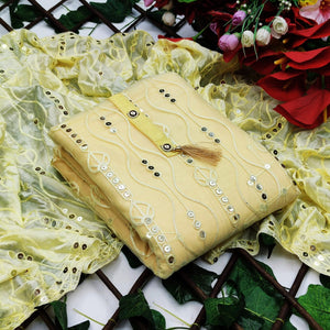 Champion Yellow Color Fancy Diamond Embroidered Work Mono Net Design Salwar Suit