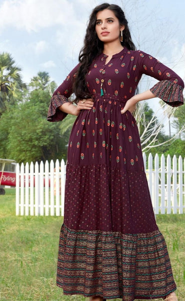 Unbelievable Festive Wear Ready Made Rayon Printed Gown