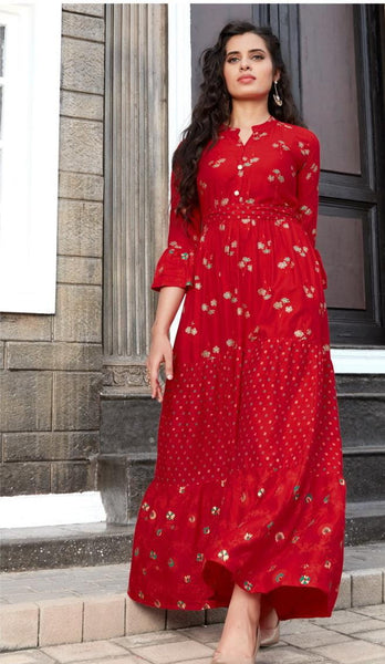 Unbelievable Festive Wear Ready Made Rayon Printed Gown