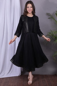 Captivation Black Color Latest Full Stitched Rayon Sequence Work Jacket Kurti For Party Wear