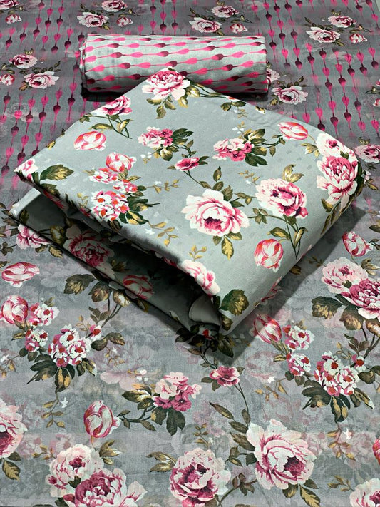 Striking  Light Green Color Flower Printed Fancy Pramina Salwar Suit Party Wear