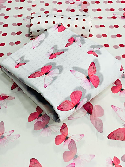White Color Butterfly Printed Design Salwar Suit For Women
