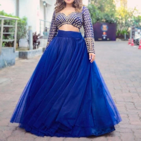 Capricious Royal Blue Color Function Wear Net  Sequence Embroidered Work Designer Lehenga Choli