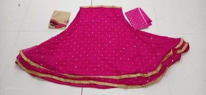 Delightful Rani Pink Color Designer Georgette Sequence Embroidered Wedding Wear Lehenga Choli