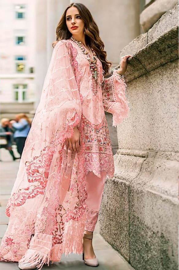 Party Wear  Net Embroidered Work Salwar Suit For Women