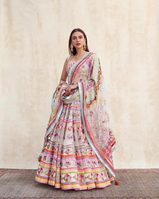 Party Weare Multi Color Designer Digital Printed Georgette Function Wear Lehenga Choli