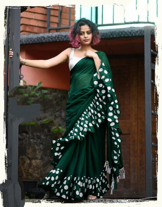Refreshing Dark Green Color Designer Embroidered Work Soft Vichitra Silk Saree Blouse For Festive Wear